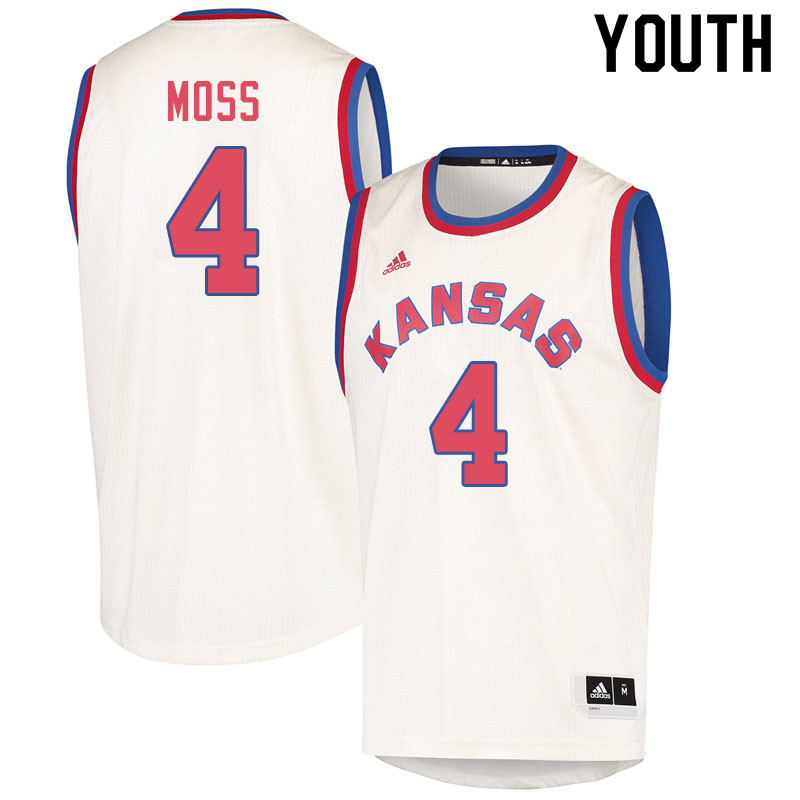 Youth #4 Isaiah Moss Kansas Jayhawks College Basketball Jerseys Sale-Cream